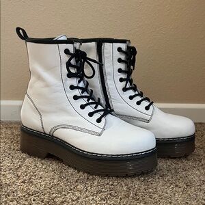 ROOLEE Elvis Platform Boots White Size 9